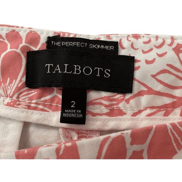 Talbots Perfect Skimmer Crop Pants Pink & White Floral Sz 2 - Picture 6 of 6